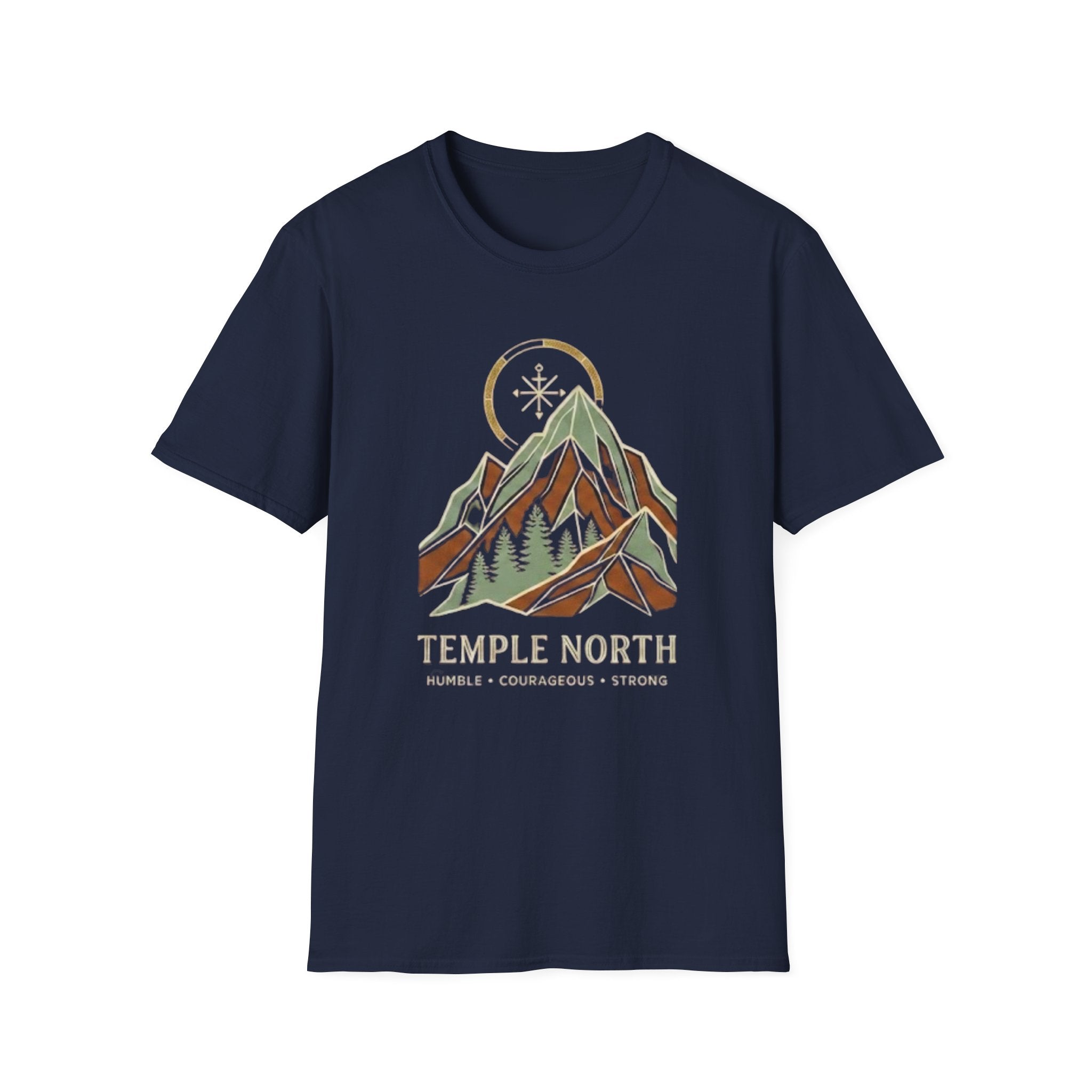 Humble Courageous Strong-Temple North (Mountain & Compass) T-Shirt