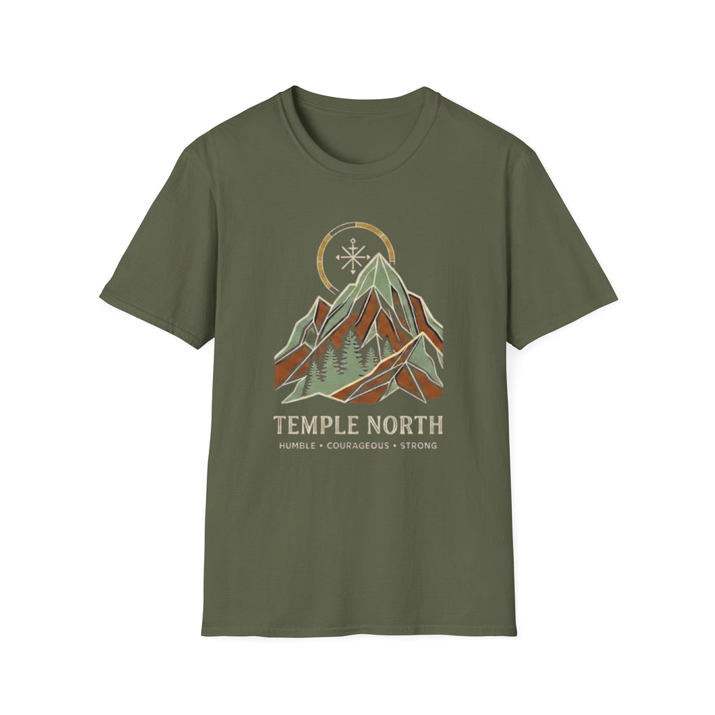 Humble Courageous Strong-Temple North (Mountain & Compass) T-Shirt