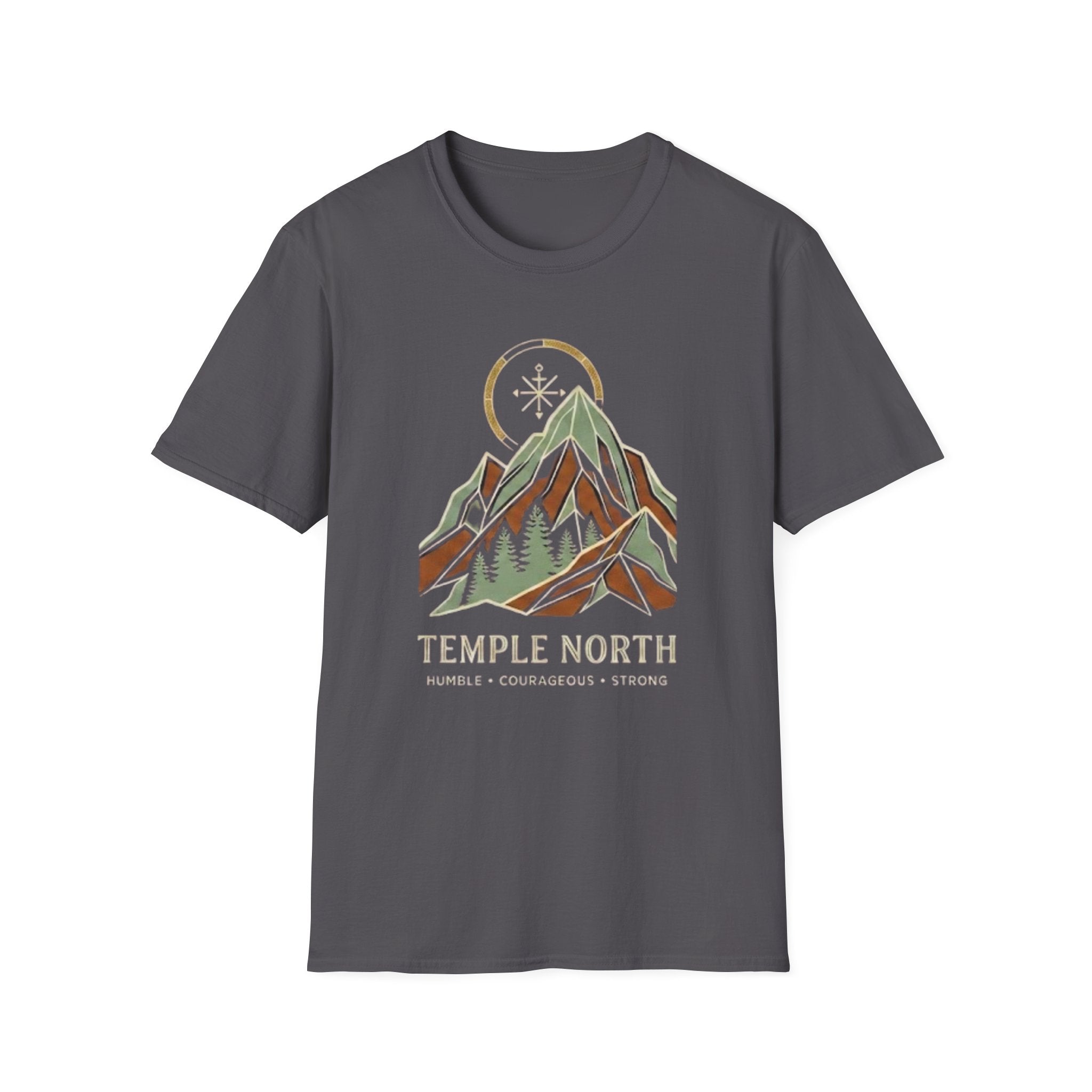 Humble Courageous Strong-Temple North (Mountain & Compass) T-Shirt