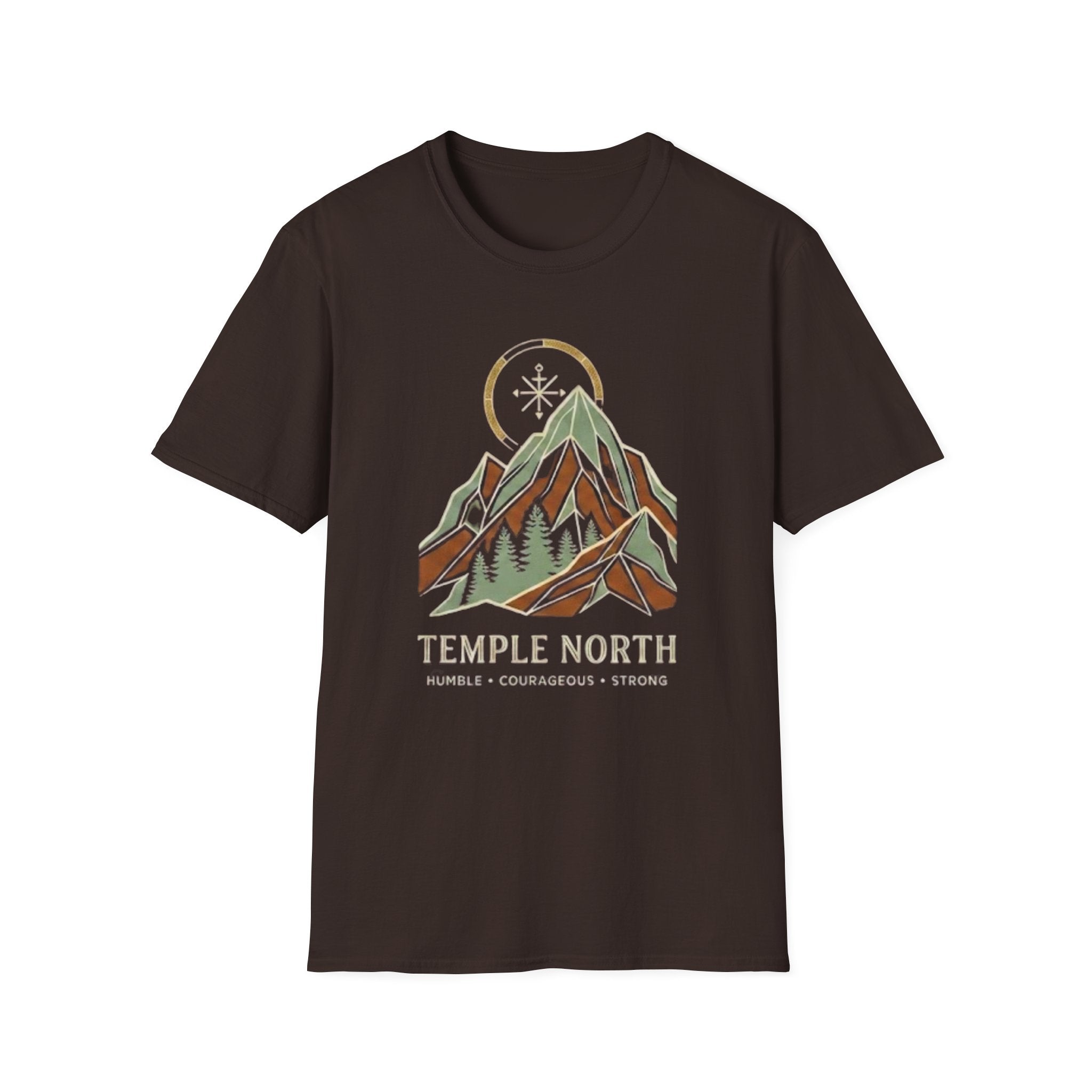 Humble Courageous Strong-Temple North (Mountain & Compass) T-Shirt