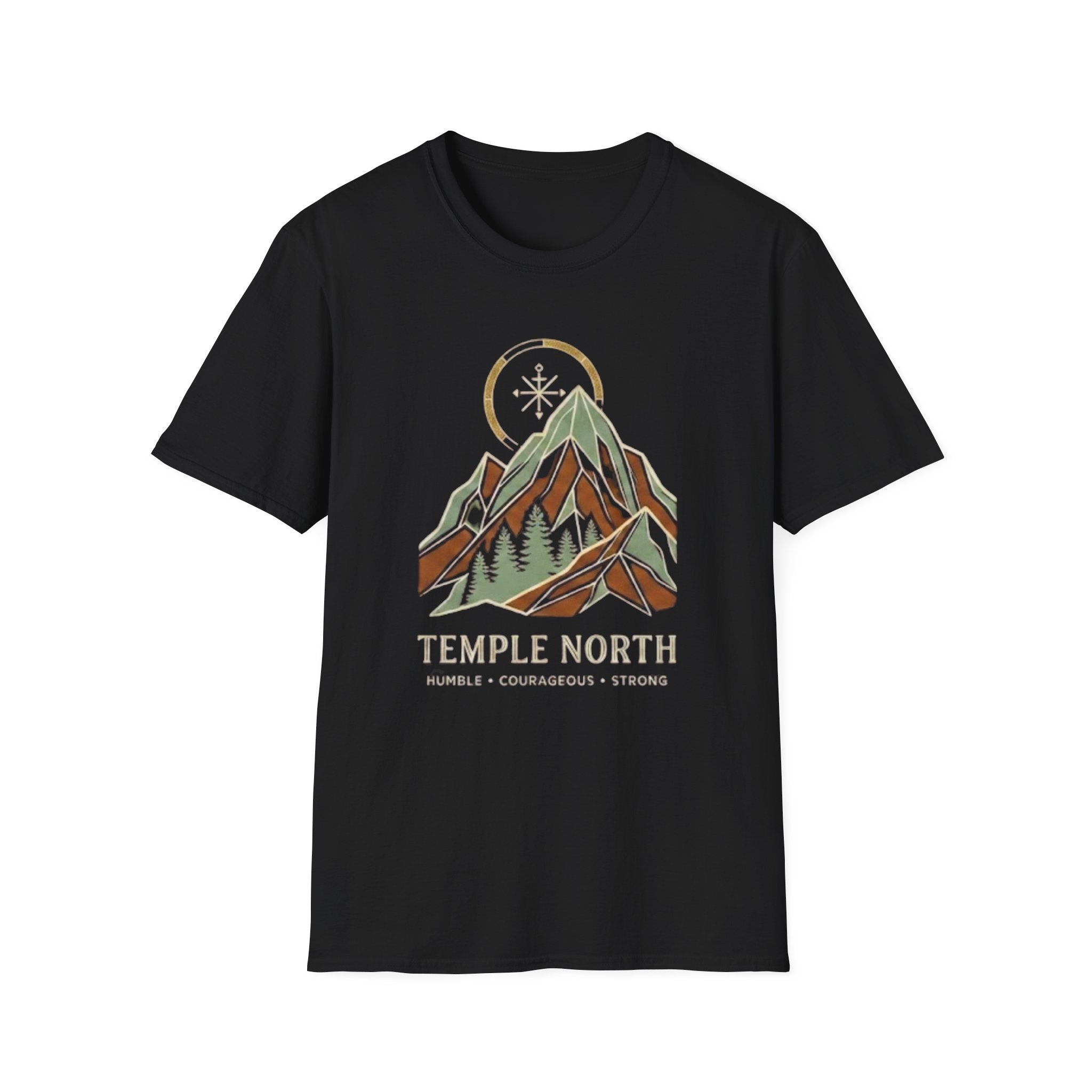 Humble Courageous Strong-Temple North (Mountain & Compass) T-Shirt